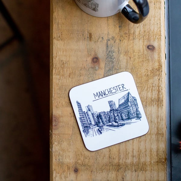 Manchester Skyline Drinks Coaster