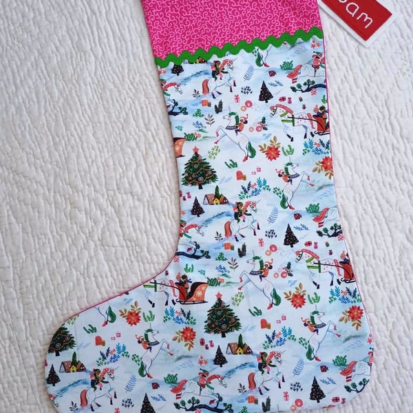 Unicorn Christmas Stocking for kids, teenagers and adults - can be personalised