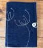 Notebook & Journal Cover in Dark Blue Vintage Welsh with Stitched Cowslip design - Image 7