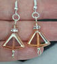 Geometric glass triangle orange earrings 