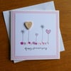 Happy Anniversary Card - Hearts, Flowers and Sequins