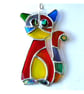 Cat Suncatcher YellowTum Stained Glass Rainbow Picasso Patchwork 025
