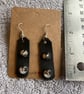 Pair Black Leather Earrings with Silver Conical Flat Spikes - Image 2