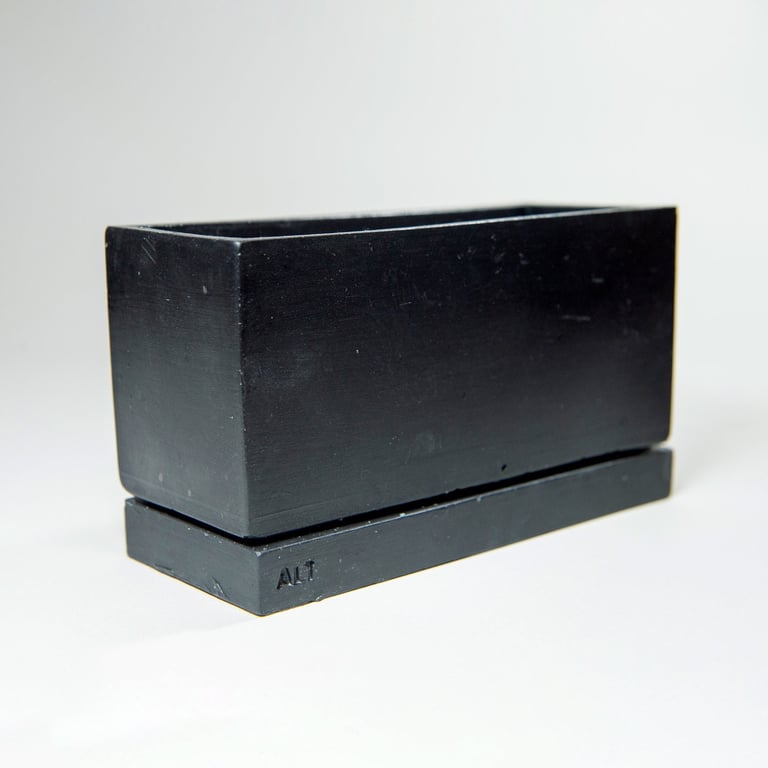 Rectangular Plant Pot Jesmonite Black, Indoor Planter with Drainage saucer & tra