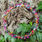 Wire, Bead and Fabric Wrapped Bracelet 