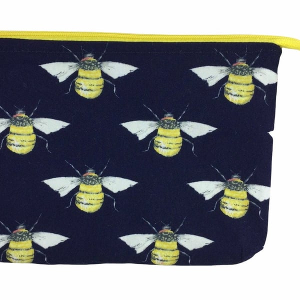 Makeup organiser bag, cosmetics pouch with bees, 3 compartments organizer zipper