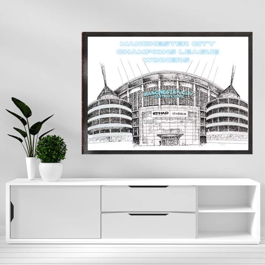  Manchester City's champions league  wall art.