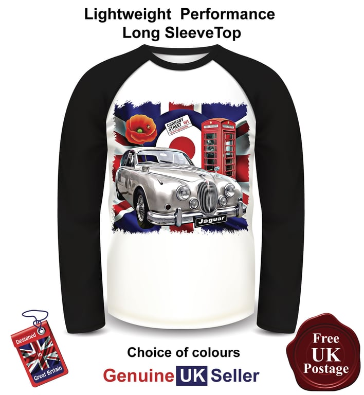 Jaguar MK2, Sliver Jag Long Sleeve T Shirt, Jaguar MK2 Mens Top