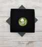Emerald green embroidery brooch pin with Scottish thistle design - Image 1