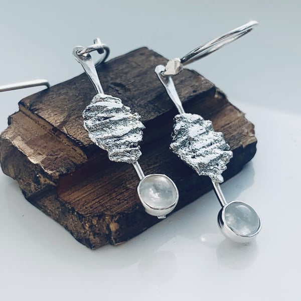 Recyced Sterling Silver Moonstone Drop Earrings