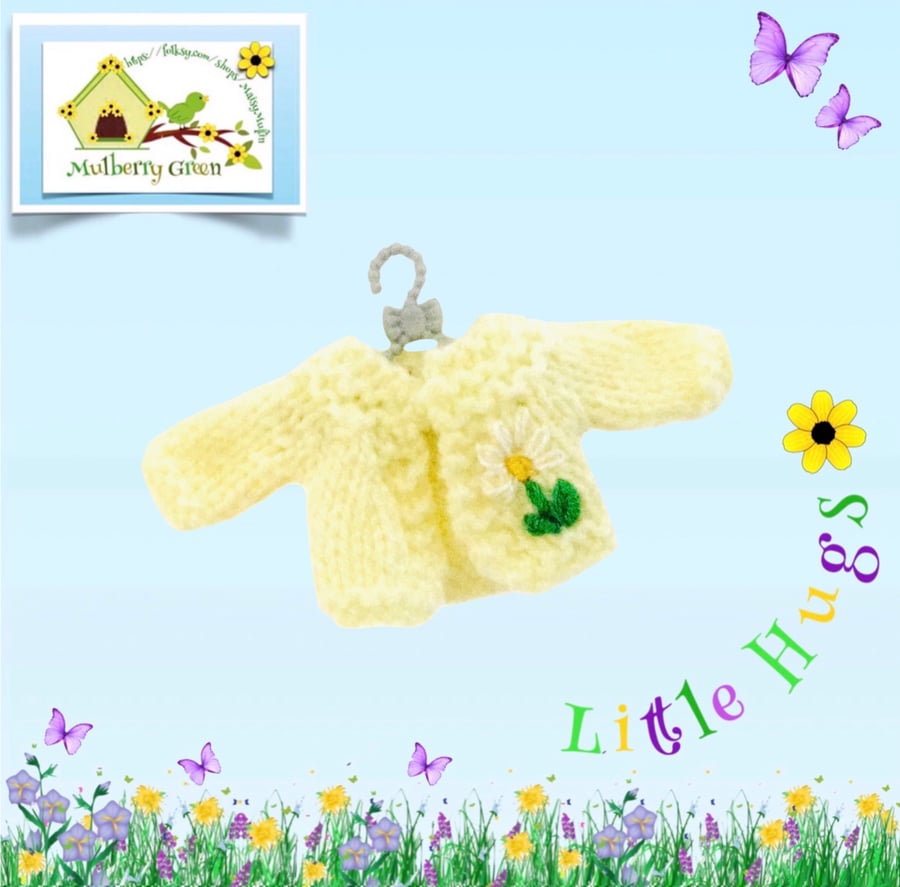 Little Daisy embroidered Cardigan to fit the Little Hugs dolls 