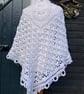 Off White Organic Wool Lace Handmade Triangle Shawl Wrap Scarf - Image 4