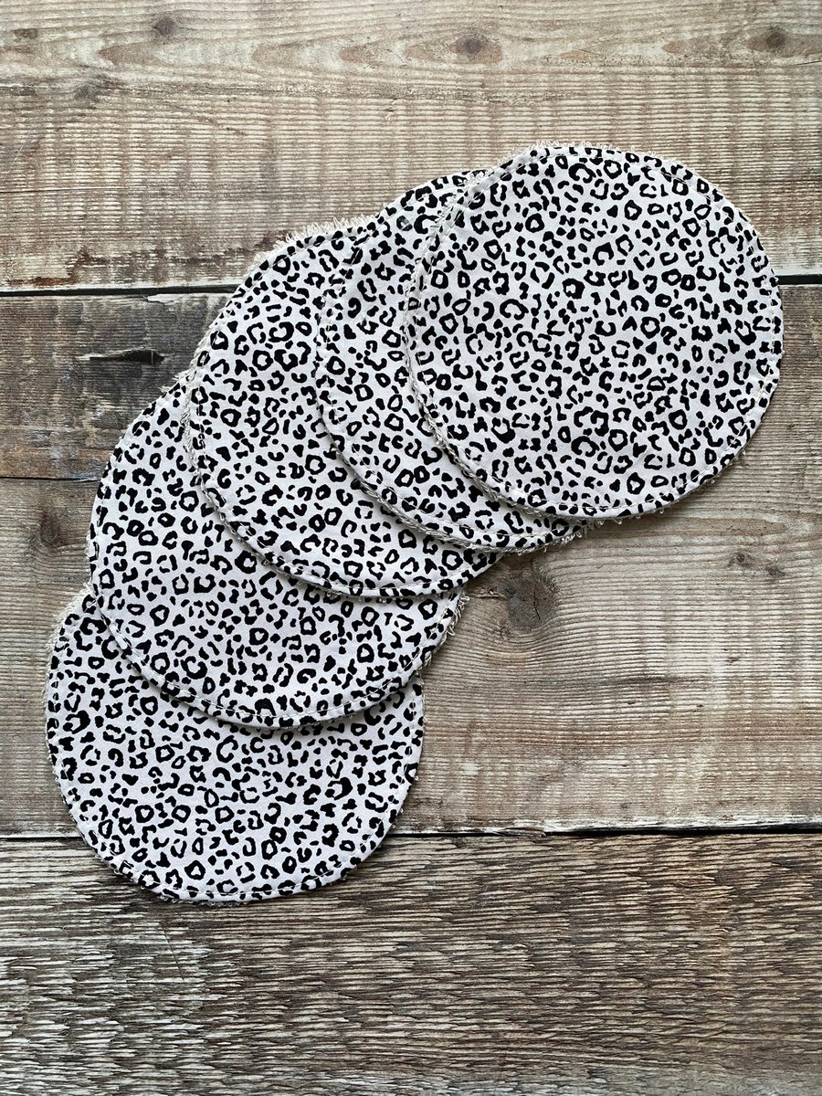 Make Up Remover Facial Rounds Pads Cotton Bamboo White Black Leopard Print x5