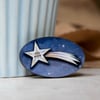 David the shooting starman wooden brooch badge