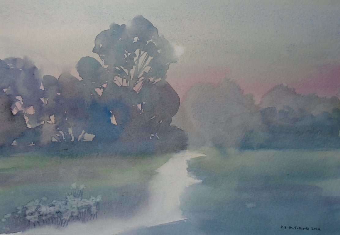Dusk fields (Original Watercolour Painting) A4 size 