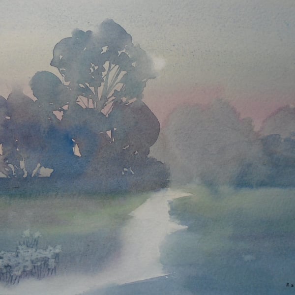 Dusk fields (Original Watercolour Painting) A4 size 