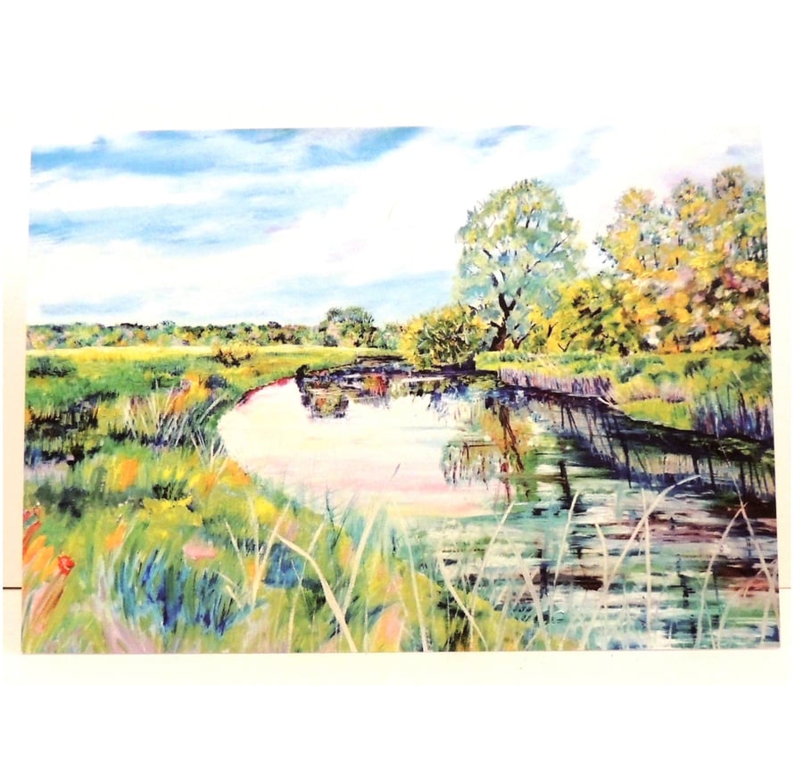 River Landscape Greeting Card or Notecard Blank Landscape Art Card