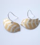 Bird earrings in yellow with leaf print - Image 2