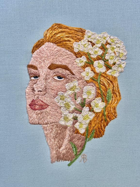 'Worth beyond beauty' Hand embroidery art
