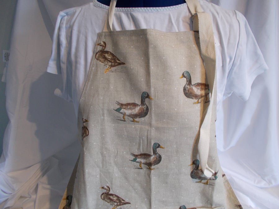 Hand made full apron with Mallards