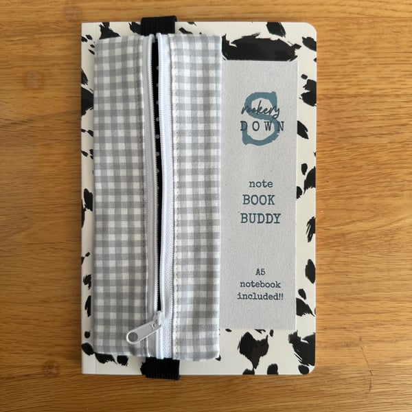 Handmade Book Buddy Pen Case. Zip Up Pencil Case with Elastic Loop