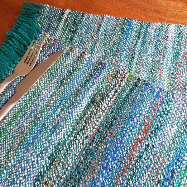 Hand Woven Placemats - Turquoise - Set of 2