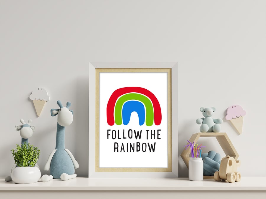 Follow the rainbow child's bedroom, nursery print