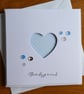 Blue and White Polka Dot Heart Aperture Thank You Card