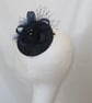 Black Watch Tartan Navy & Black Cocktail Percher Fascinator Mini Hat  - Image 10