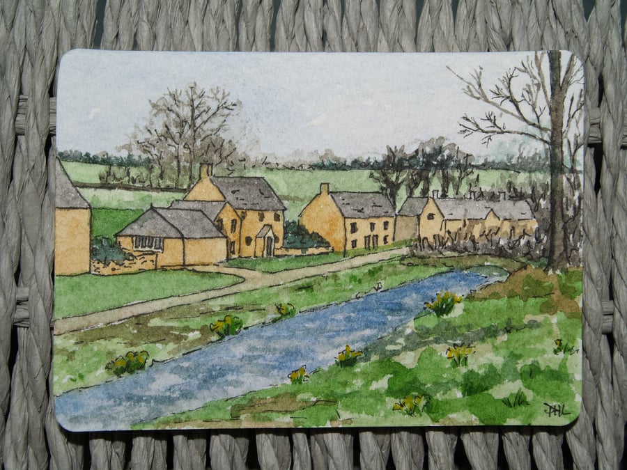 ACEO Original Cotswold Village