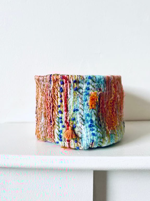 hand made textile vessel, pot plant holder