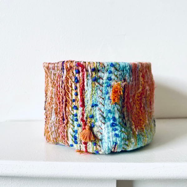 hand made textile vessel, pot plant holder