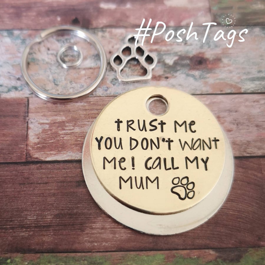Trust me - you don't want me! Call my mum mom folks dad human - dog pet id tag h