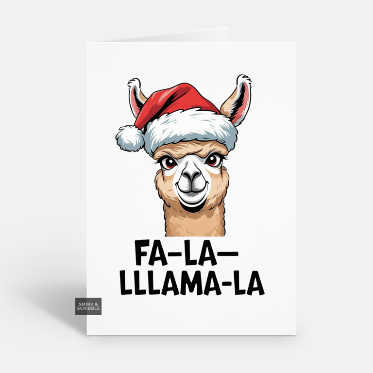 Unique Funny Christmas Card For Him Or Her - Cute Llama Xmas Greeting 