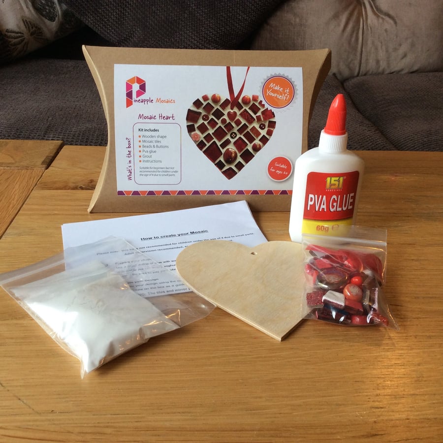 Mosaic Craft Kit, Red Heart, Christmas Crafts, DIY Adult Child Craft Gift 