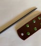 Dyed Brown Leather Hair Stick Barrette With 6 Green Gemstones - FREE SHIPPING - Image 7
