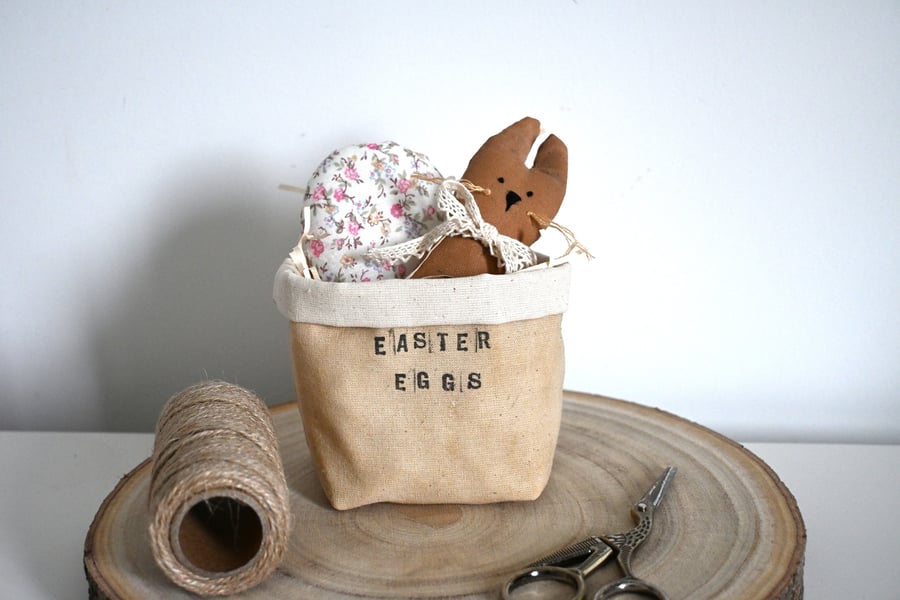 Primitive easter egg basket keepsake