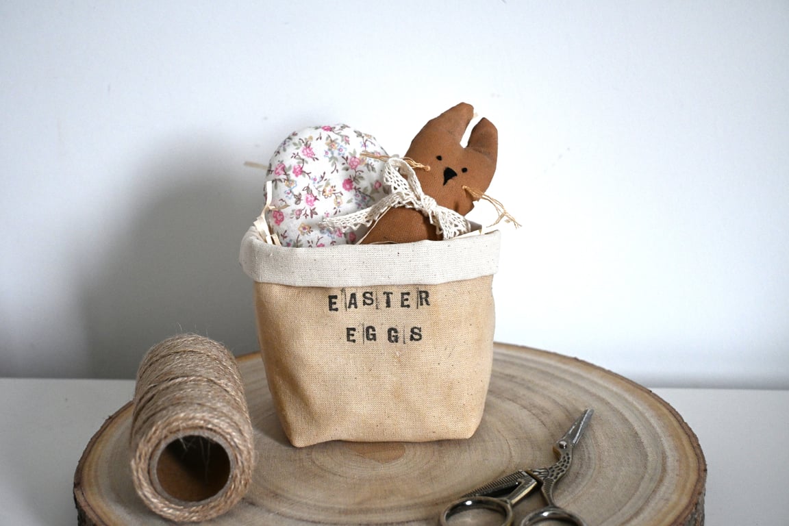 Primitive easter egg basket keepsake