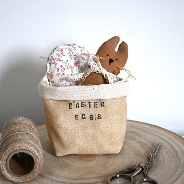 Primitive easter egg basket keepsake