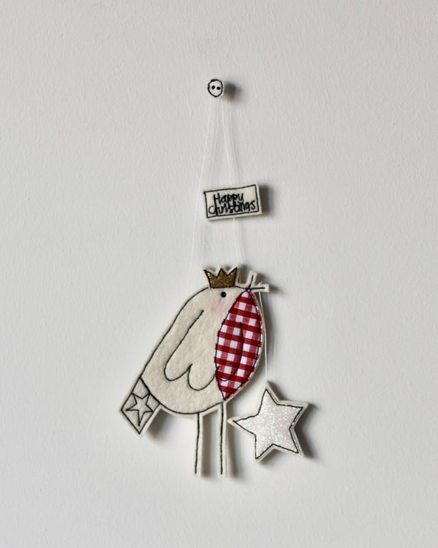 'Happy Christmas Robin' - Hanging Decoration