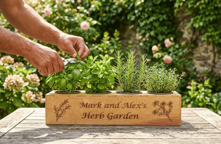 Personalised Herb Garden Planter - Custom Kitchen Herb Pot