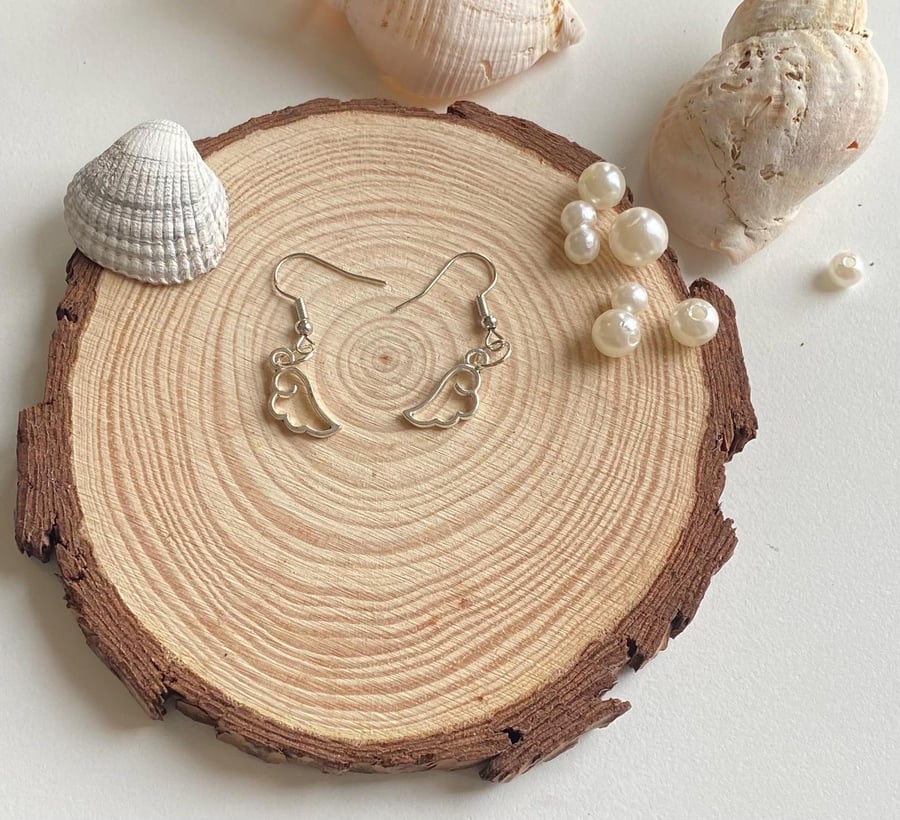 Silver Angel Wing Drop Earrings Meaningful Gift Isola Charms