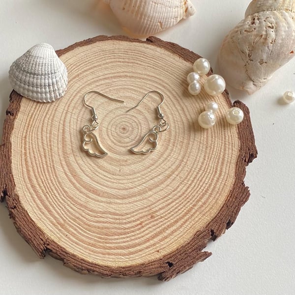 Silver Angel Wing Drop Earrings Meaningful Gift Isola Charms