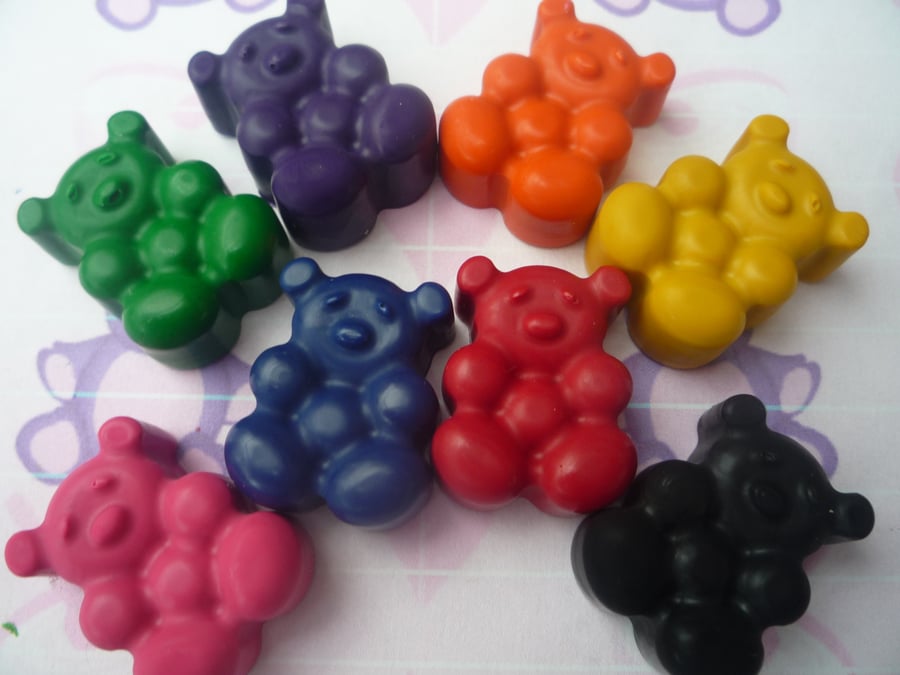 mini teddy bear novelty wax crayons x 6 crayons