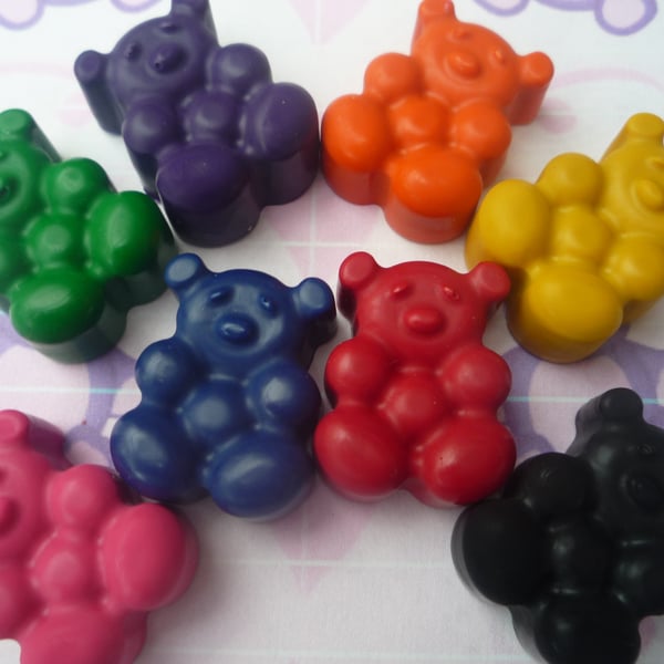 mini teddy bear novelty wax crayons x 6 crayons