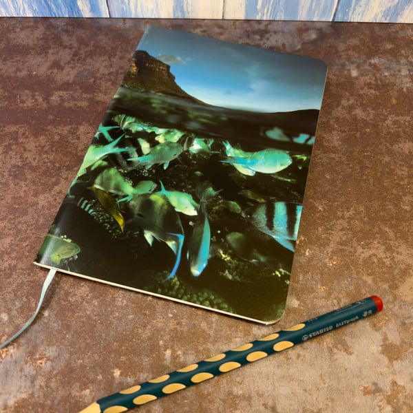 Notebook, Marine themed, A5 (ish), made from up-cycled and recycled materials.