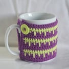 Crochet Mug Cosy Mug Wrap Mug Hug Lime Purple 100% Cotton Hygge OOAK Ver. 27