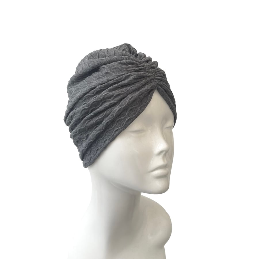 Grey Women's Turban Hat for Hair Loss, Turban Head Wrap, Cancer Hat