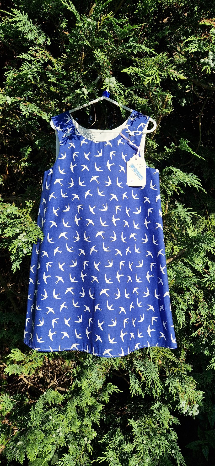 Age: 5-6yr Royal Blue Swallow Cotton dress. 