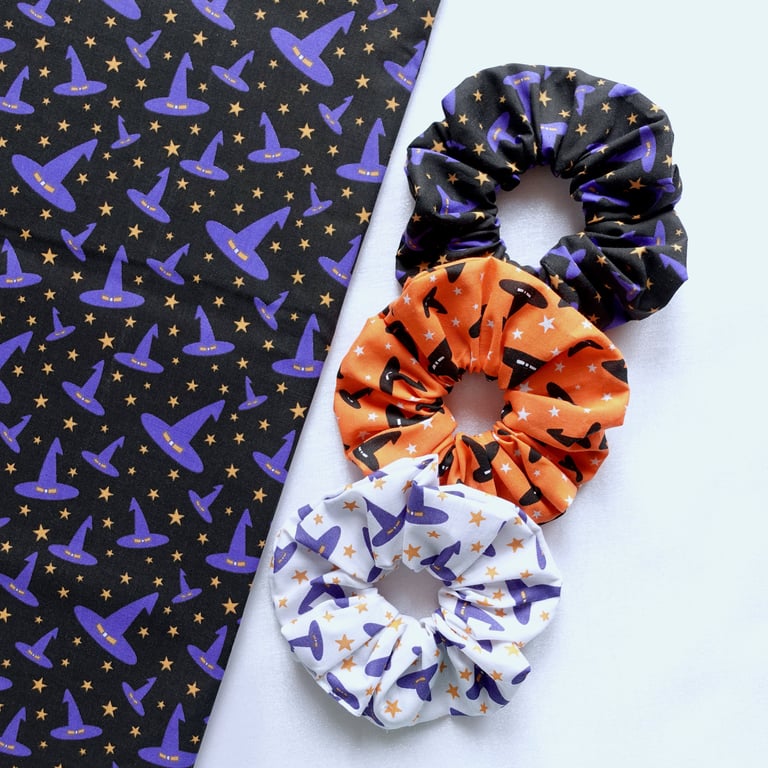 Witch Hat Scrunchies, Halloween Gothic Scrunchies, Witchy Scrunchies